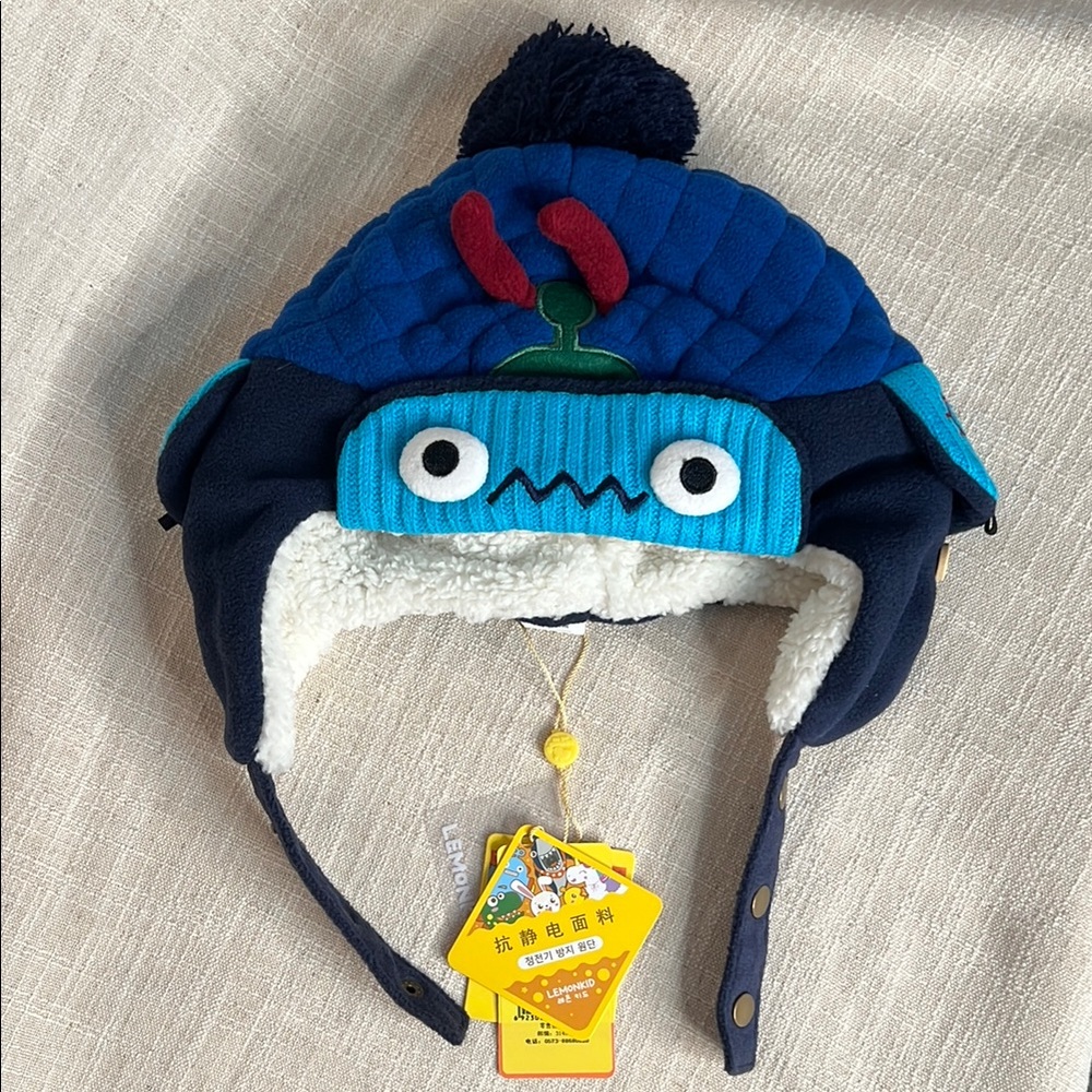 Toddlers Blue Robot Monster Winter Hat